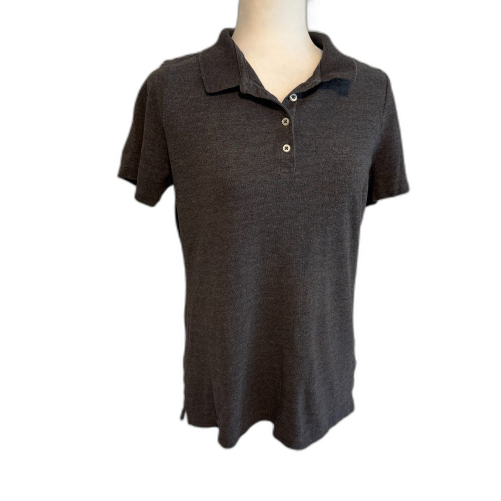 Lands' End | Women's Grey Short Sleeve Polo Size Medium 100% Cotton